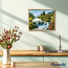 Cargar imagen en el visor de la galería, Pintar Por Números - Flores Rojas En La Cascada - Figuredart - Paisajes