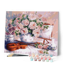 Cargar imagen en el visor de la galería, Pintar Por Números - Flores Y El Violín - Figuredart - Flores