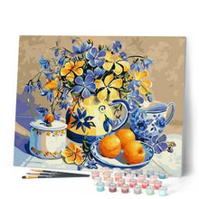 Cargar imagen en el visor de la galería, Pintar Por Números - Flores Naranjas Y Mariposas - Figuredart - Flores Mariposas
