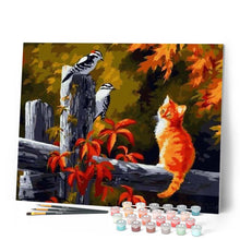 Cargar imagen en el visor de la galería, Pintar Por Números - Dos Pájaros Y Gatos - Figuredart - Animales Gatos Pájaros
