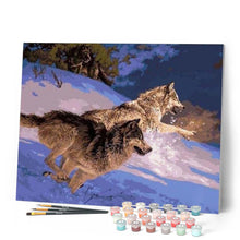 Cargar imagen en el visor de la galería, Pintar Por Números - Dos Lobos Impacto - Figuredart - Animales Lobos