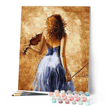 Cargar imagen en el visor de la galería, Pintar Por Números - Muchacha Que Toca Un Violín - Figuredart - Música Romanticismo
