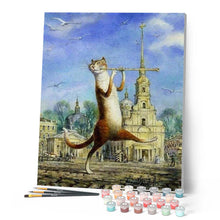 Cargar imagen en el visor de la galería, Pintar Por Números - Gato Con Flauta - Figuredart - Animales Gatos