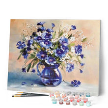 Cargar imagen en el visor de la galería, Pintar Por Números - Jarrón Azul De Zafiro - Figuredart - Flores