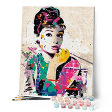 Cargar imagen en el visor de la galería, Pintar Por Números - Audrey - Figuredart - Pop Art Retrato