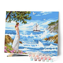 Cargar imagen en el visor de la galería, Pintar Por Números - Niña Con Olas - Figuredart - Barcos Paisajes
