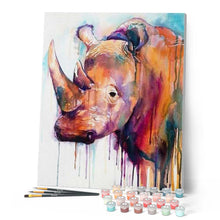 Cargar imagen en el visor de la galería, Pintar Por Números - Rinoceronte Colorido - Figuredart - Animales