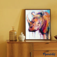Cargar imagen en el visor de la galería, Pintar Por Números - Rinoceronte Colorido - Figuredart - Animales