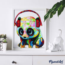 Cargar imagen en el visor de la galería, Pintar Por Números - Panda Usando Auriculares - Figuredart - Animales Pandas
