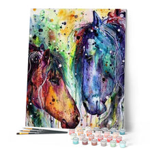Cargar imagen en el visor de la galería, Pintar Por Números - Dos Caballos De Colores - Figuredart - Animales Caballos Pop Art