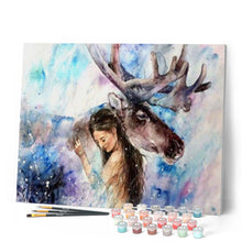 Cargar imagen en el visor de la galería, Pintar Por Números - Chica Con Alces - Figuredart - Animales