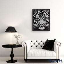 Cargar imagen en el visor de la galería, Pintar Por Números - Cabeza De Tigre Blanco Y Negro - Figuredart - Animales Tigres