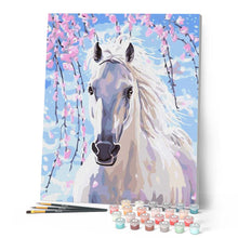 Cargar imagen en el visor de la galería, Pintar Por Números - Caballo Blanco Y Flores - Figuredart - Animales Caballos