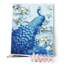 Cargar imagen en el visor de la galería, Pintar Por Números - Pavo Real Azul - Figuredart - Animales Pavo Real