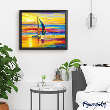 Cargar imagen en el visor de la galería, Pintar Por Números - Sunset Seaview - Figuredart - Barcos Paisajes