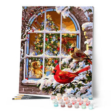 Cargar imagen en el visor de la galería, Pintar Por Números - Ventana De Pájaros De La Nieve - Figuredart - Animales Pájaros