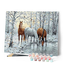 Cargar imagen en el visor de la galería, Pintar Por Números - Caballos Bebiendo - Figuredart - Animales Caballos Paisajes