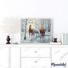 Cargar imagen en el visor de la galería, Pintar Por Números - Caballos Bebiendo - Figuredart - Animales Caballos Paisajes