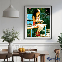 Cargar imagen en el visor de la galería, Pintar Por Números - Chica En Parque - Figuredart - Animales Gatos Romanticismo