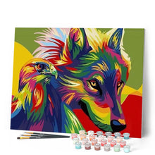 Cargar imagen en el visor de la galería, Pintar Por Números - Color De Lobo Y Águila - Figuredart - Animales Lobos Pop Art
