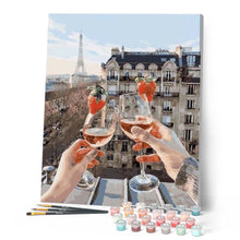 Cargar imagen en el visor de la galería, Pintar Por Números - Brindando En La Ciudad - Figuredart - Ciudades Romanticismo