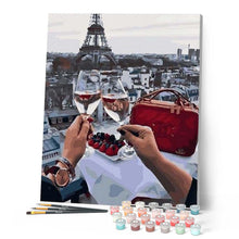 Cargar imagen en el visor de la galería, Pintar Por Números - Brindando París 1 - Figuredart - Ciudades Romanticismo