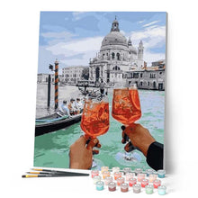Cargar imagen en el visor de la galería, Pintar Por Números - Brindando Aperol - Figuredart - Ciudades Romanticismo