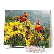 Cargar imagen en el visor de la galería, Pintar Por Números - Pájaros Rojos - Figuredart - Animales Flores Pájaros