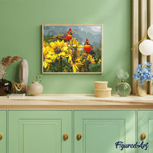Cargar imagen en el visor de la galería, Pintar Por Números - Pájaros Rojos - Figuredart - Animales Flores Pájaros