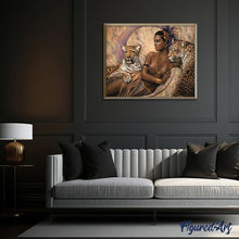Cargar imagen en el visor de la galería, Pintar Por Números - Leopardo Y Chica - Figuredart - Animales Desnudos