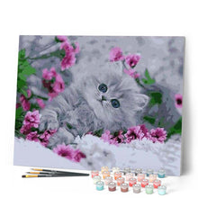Cargar imagen en el visor de la galería, Pintar Por Números - Gato Púrpura - Figuredart - Animales Flores Gatos