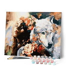 Cargar imagen en el visor de la galería, Pintar Por Números - La Belleza Y El Lobo - Figuredart - Animales Lobos