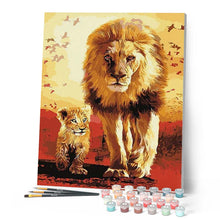 Cargar imagen en el visor de la galería, Pintar Por Números - León Padre E Hijo - Figuredart - Animales Leones