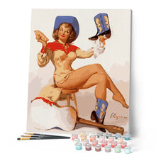 Cargar imagen en el visor de la galería, Pin-up vintage con botas azules