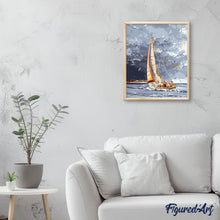 Cargar imagen en el visor de la galería, Velero y nubes en el mar