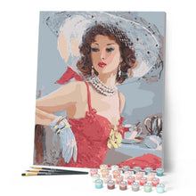 Cargar imagen en el visor de la galería, Pintar Por Números - Señora Elegante - Figuredart - Retrato Romanticismo