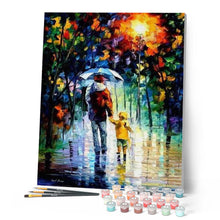 Cargar imagen en el visor de la galería, Pintar Por Números - Padre E Hijo Lluvia - Figuredart - Ciudades Romanticismo