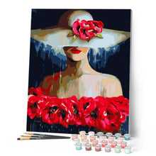 Cargar imagen en el visor de la galería, Mujer con sombrero y flores