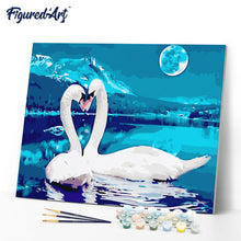 Cargar imagen en el visor de la galería, Amor de cisnes blancos y luna llena