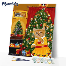 Cargar imagen en el visor de la galería, Gato y árbol de Navidad