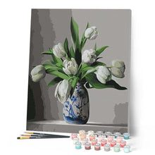 Cargar imagen en el visor de la galería, Pintar Por Números - Tulipanes Blancos - Figuredart - Flores Novedades