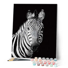 Cargar imagen en el visor de la galería, Pintar Por Números - Cebra Blanco Y Negro 1 - Figuredart - Animales Novedades