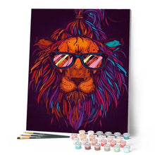 Cargar imagen en el visor de la galería, Pintar Por Números - León Gafas - Figuredart - Animales Leones Novedades