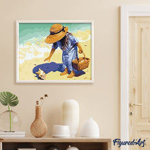 Cargar imagen en el visor de la galería, Pintar Por Números - Niños Recogiendo Conchas En La Playa - Figuredart - Paisajes Principiantes Romanticismo
