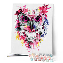 Cargar imagen en el visor de la galería, Pintar Por Números - Búho Rosa Moderno - Figuredart - Animales, Búhos, Intermedio, Novedades