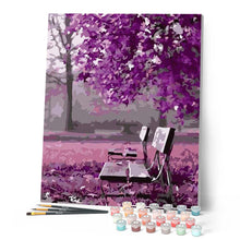 Cargar imagen en el visor de la galería, Pintar Por Números - Banco En El Parque Rosa - Figuredart - Flores Paisajes