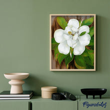 Cargar imagen en el visor de la galería, Flor blanca y hojas verdes