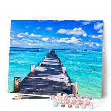 Cargar imagen en el visor de la galería, Pintar Por Números - Pontón En La Playa Del Paraíso - Figuredart - Avanzado, Novedades, Paisajes
