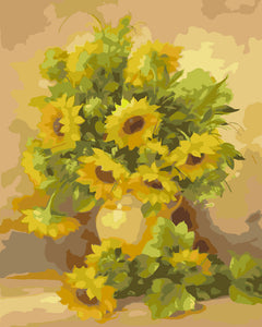Pintar Por Números - Jarrón Amarillo Girasol - Figuredart - Flores