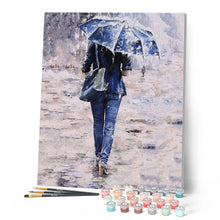 Cargar imagen en el visor de la galería, Pintar Por Números - Andando Al Trabajo Bajo La Lluvia - Figuredart - Romanticismo